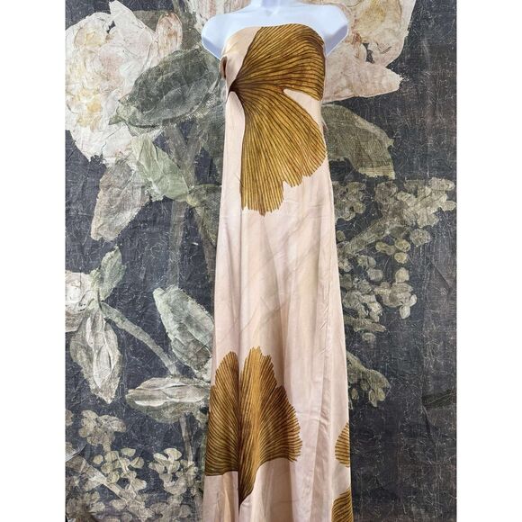 Anthropologie The Fleur Strapless Satin Maxi Slip Dress Sz L - Picture 7 of 11